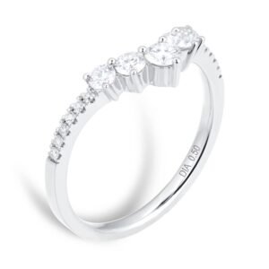 Alliance incurvée en or blanc 18 carats avec diamant de 0,50 carat