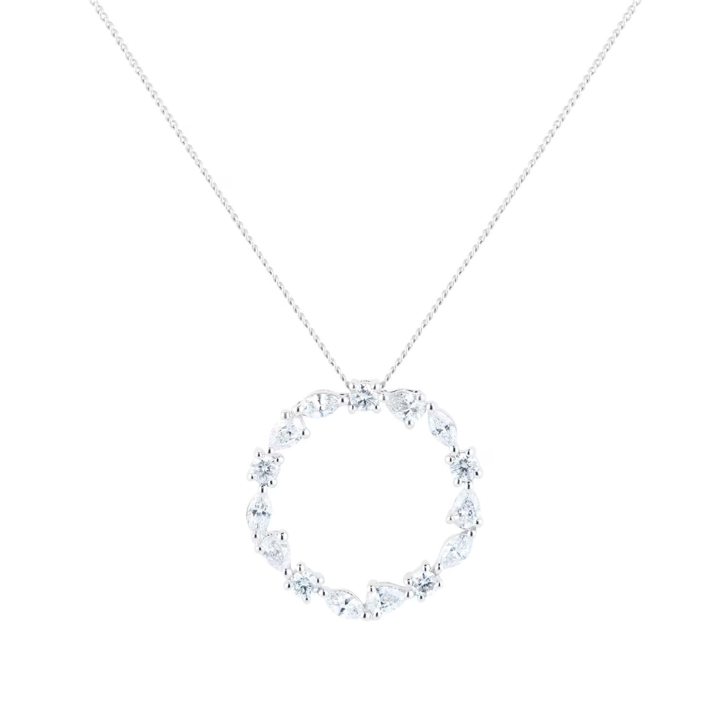 Pendentif en or blanc 18 carats 0,50 ct diamant taille mixte