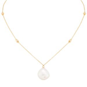 Pendentif en or jaune 18 carats 0,10 carats diamant et perle baroque
