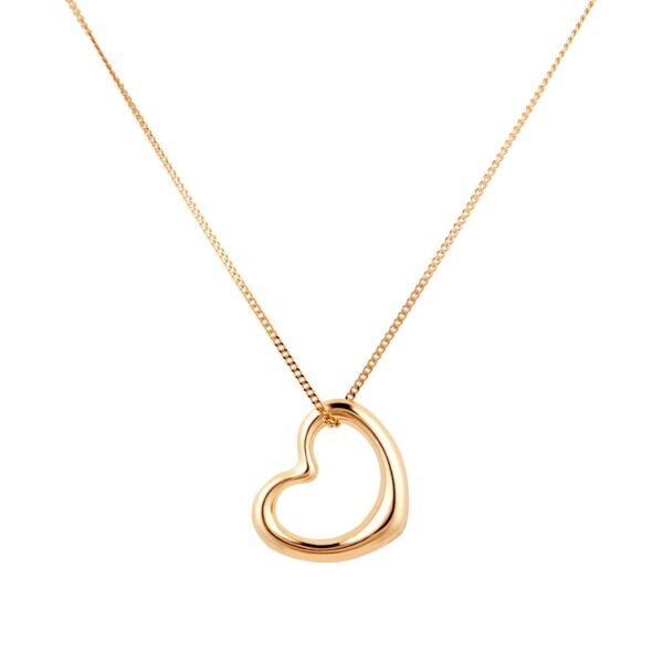 Pendentif flottant en or jaune 18 carats à cœur ouvert