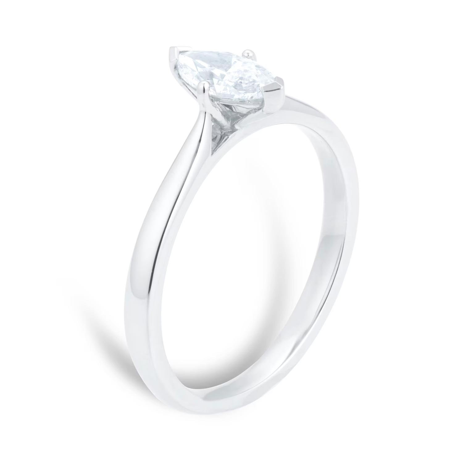 Bague de fiançailles solitaire en platine 0,50 ct taille marquise